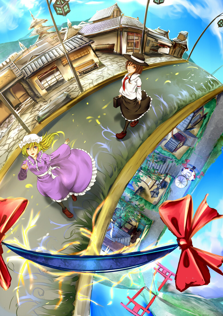yakumo yukari, usami renko, and maribel hearn (touhou) drawn by haru-kun