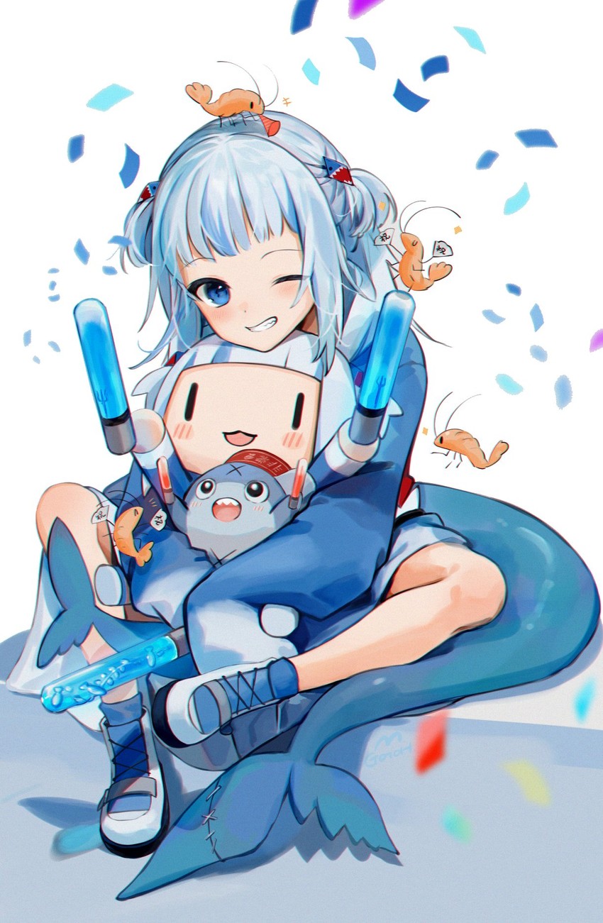 gawr gura and bloop (hololive and 1 more) drawn by gotoh_(nekocat)