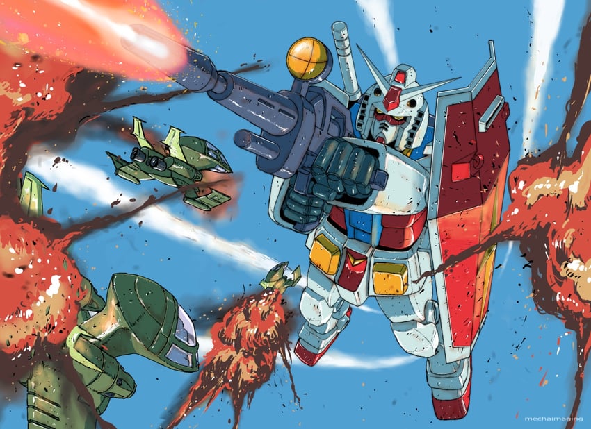 rx-78-2 gundam and dopp (gundam and 1 more) drawn by yamada_yuuji