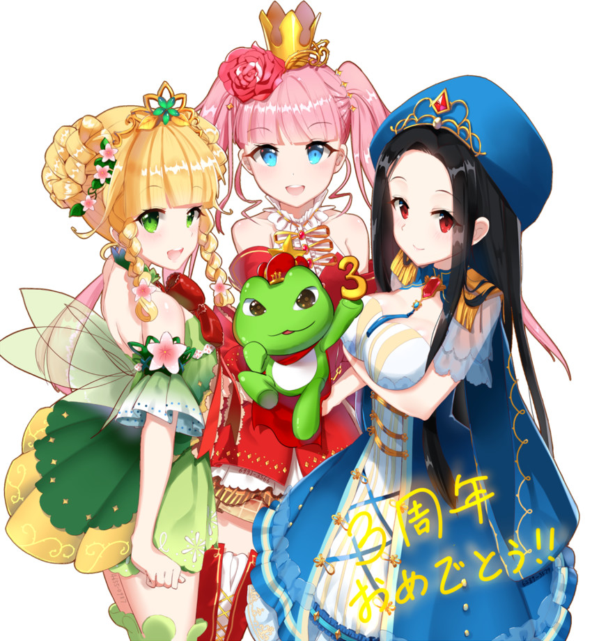 clarice lapis, akane garnet, sapphire emerald, and kaeru ouji (uchi no hime-sama ga ichiban kawaii) drawn by tsuchino_(tigersaber)