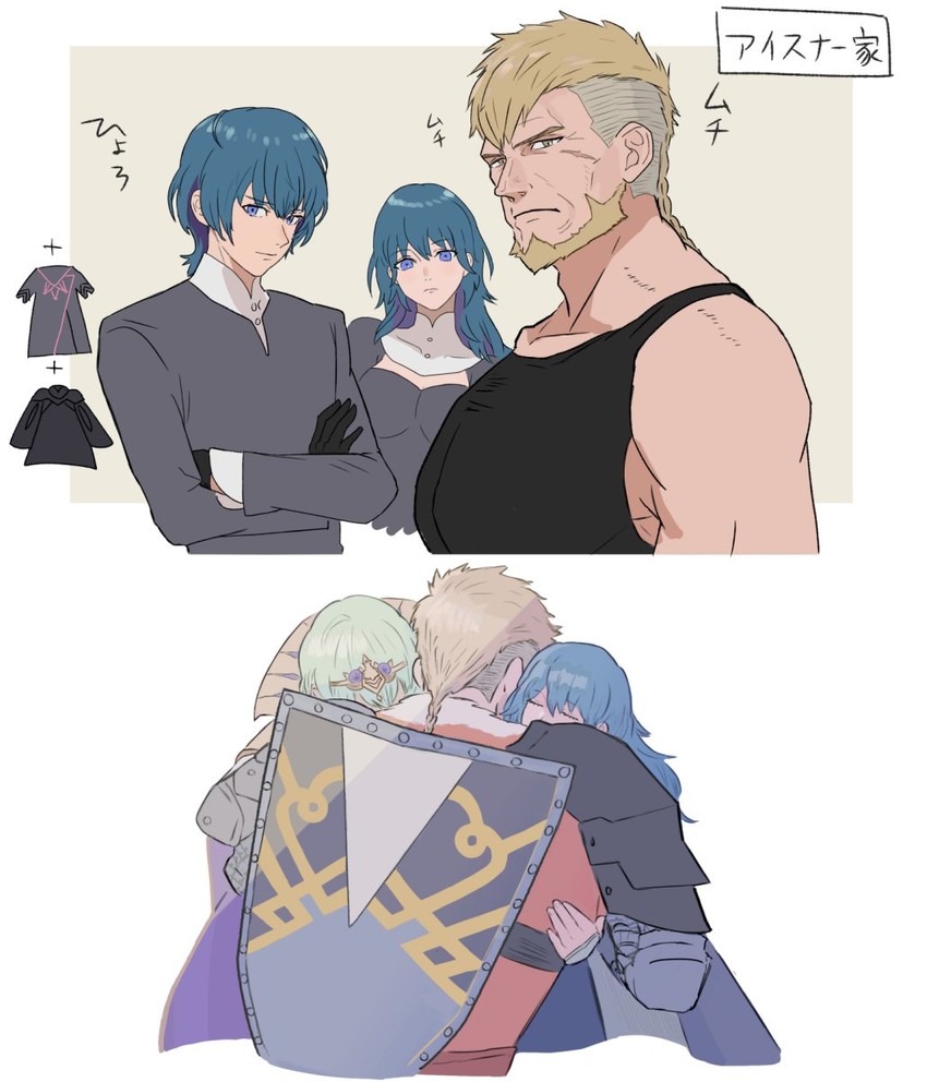 female byleth, male byleth, and jeralt reus eisner (fire emblem and 1 more) drawn by adz_lrp