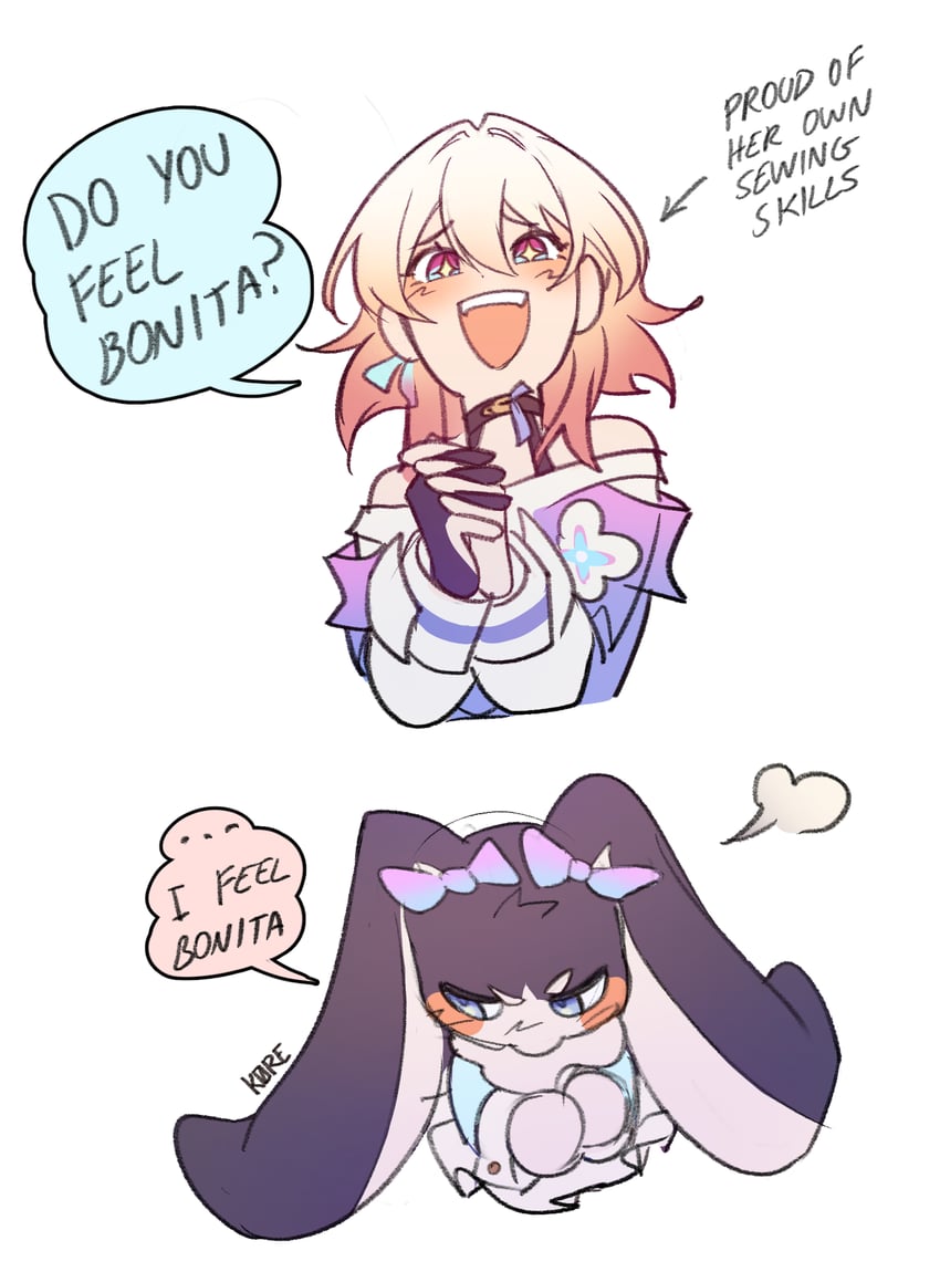 march 7th and pom-pom (honkai and 1 more) drawn by k0re_drawings