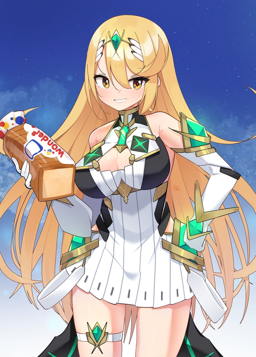 mythra (xenoblade chronicles and 1 more) drawn by farrel_kb