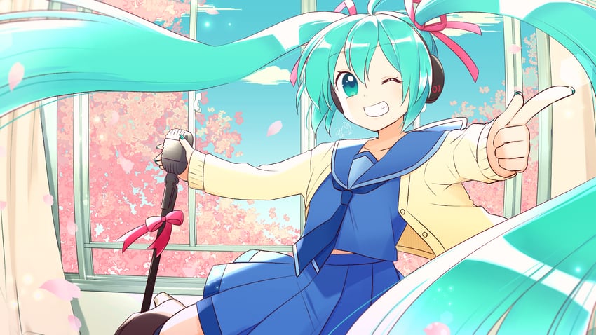 hatsune miku (vocaloid) drawn by mikona_honey