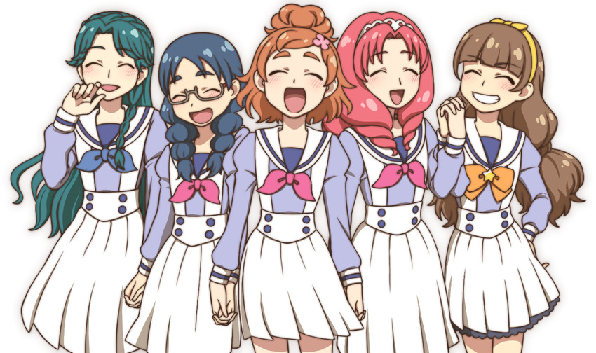 amanogawa kirara, haruno haruka, kaidou minami, akagi towa, and nanase yui (precure and 1 more) drawn by aya_(ryou0327)