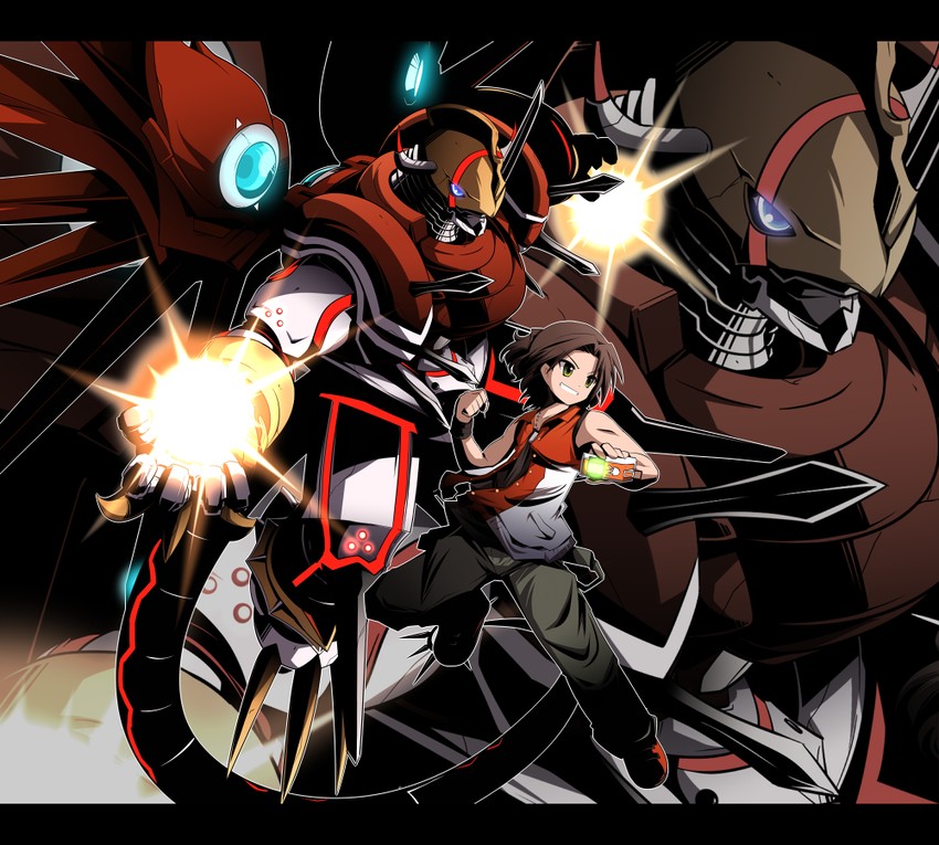 daimon masaru and shinegreymon (digimon and 1 more) drawn by mori_no_kaeru