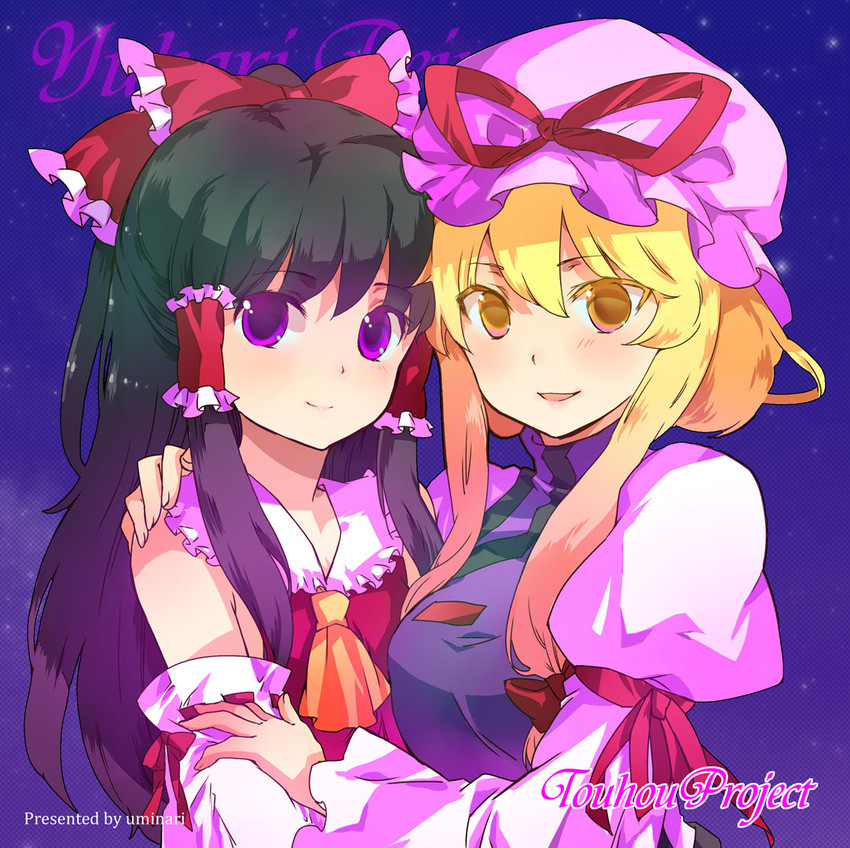 hakurei reimu and yakumo yukari (touhou) drawn by narumi_(uminari)