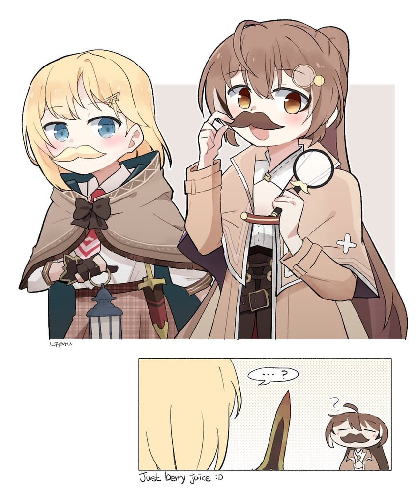 nanashi mumei and watson amelia (hololive and 1 more) drawn by gyaheung