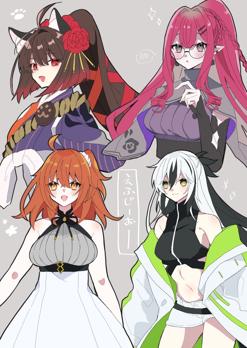 fujimaru ritsuka, baobhan sith, nagao kagetora, uesugi kenshin, and kyokutei bakin (fate and 1 more) drawn by pichiko