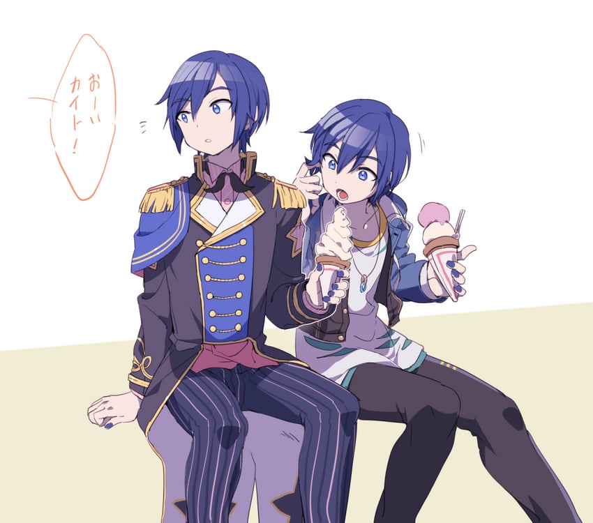 kaito, wonderlands x showtime kaito, and vivid bad squad kaito (vocaloid and 1 more) drawn by ameiro_pk