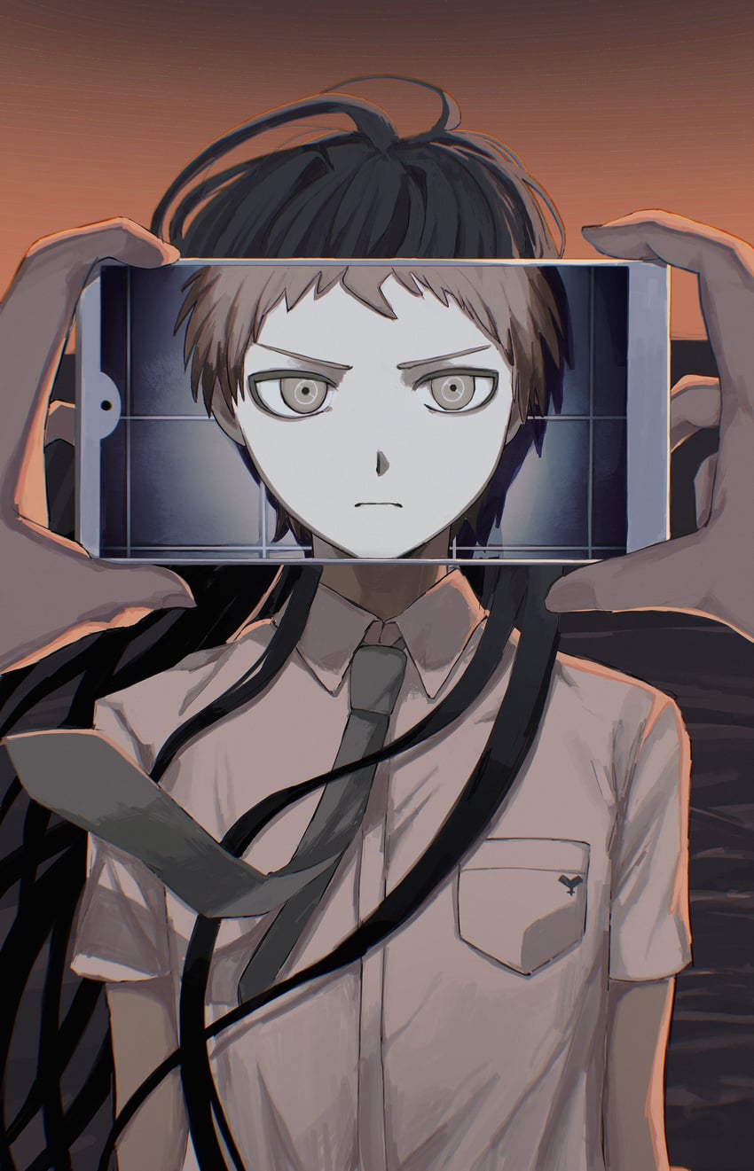 hinata hajime and kamukura izuru (danganronpa and 2 more) drawn by part7_(1217ri_ri)