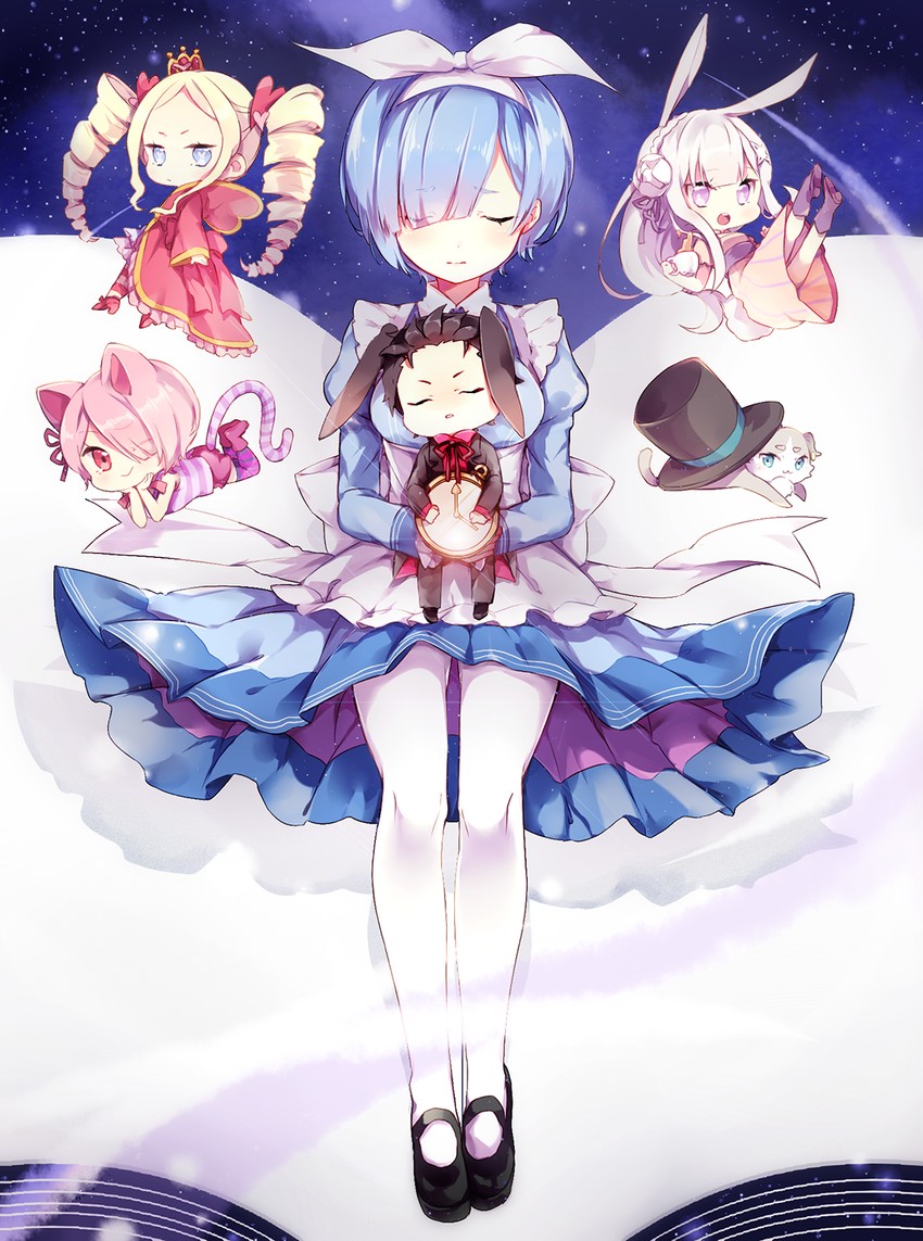 rem, emilia, alice, ram, beatrice, and 1 more (re:zero kara hajimeru isekai seikatsu) drawn by leafwow
