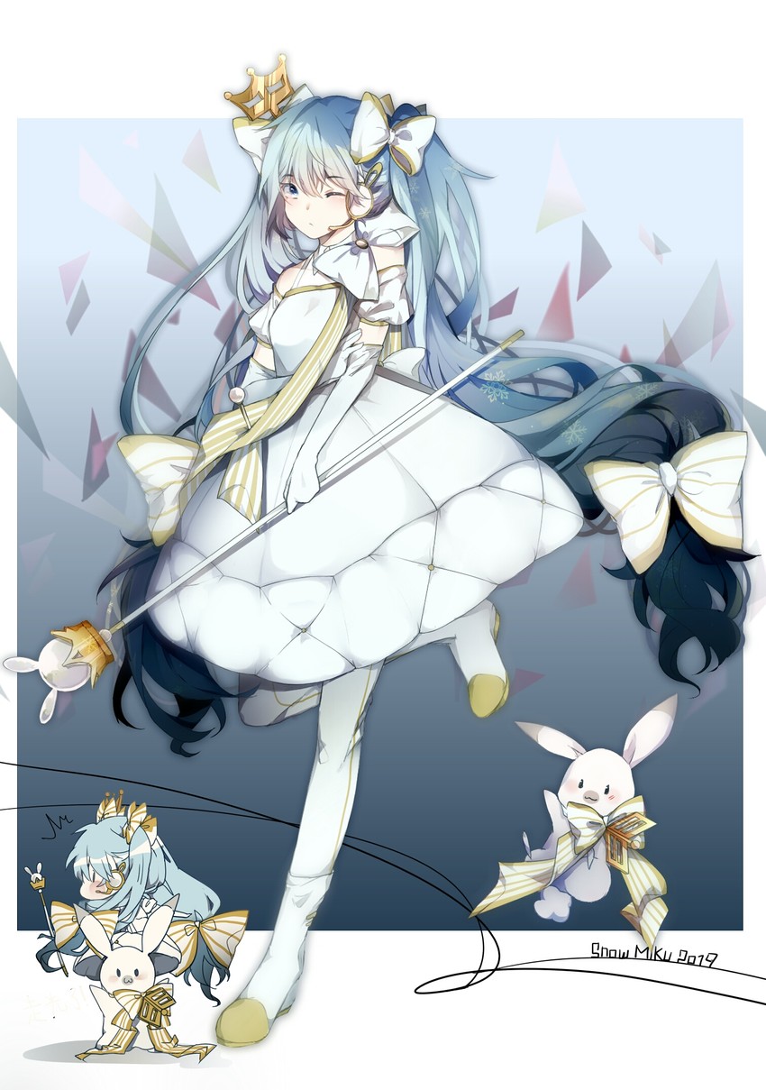 hatsune miku, yuki miku, and rabbit yukine (vocaloid) drawn by yumi_(qianching-lee)