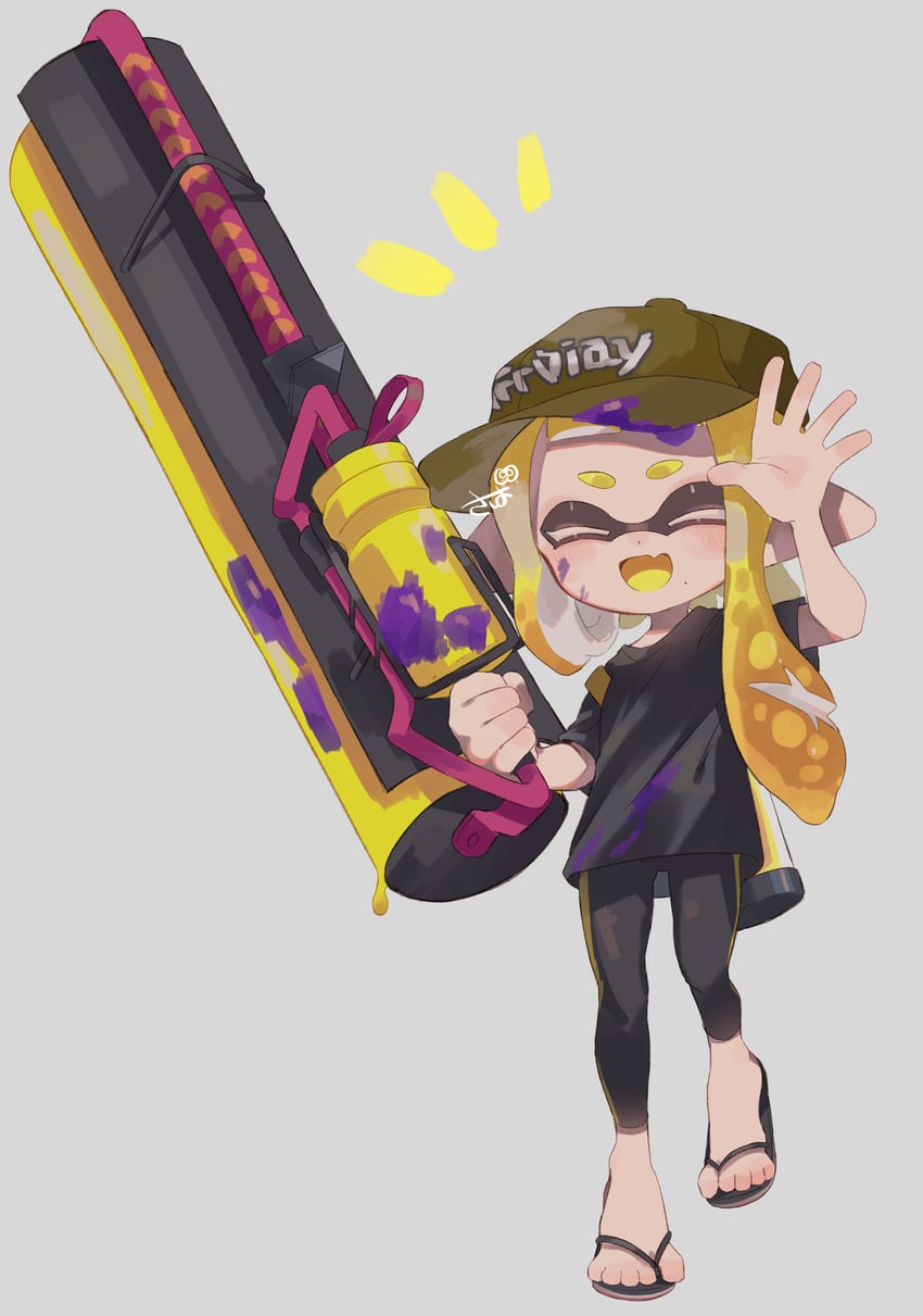 inkling player character and inkling girl (splatoon) drawn by sabata_saba