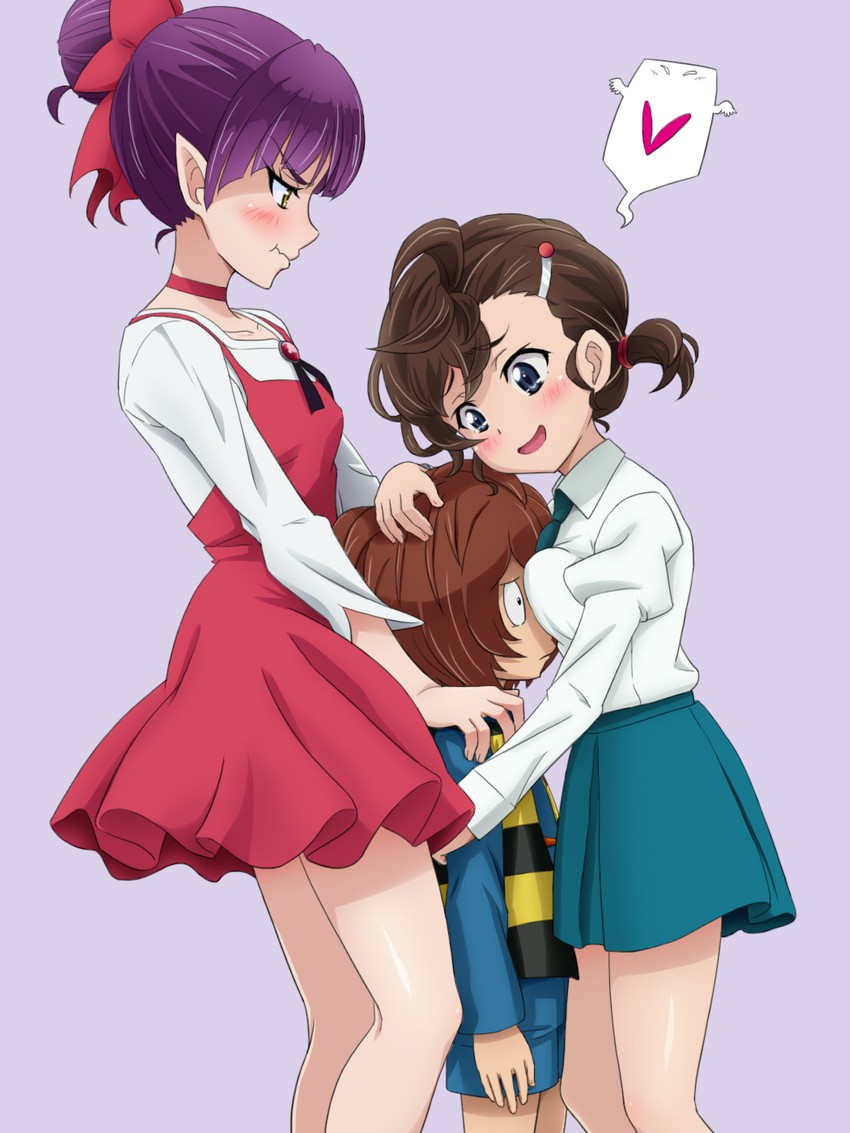 nekomusume, kitarou, and inuyama mana (gegege no kitarou) drawn by mameshiba_(pixiv_59310)