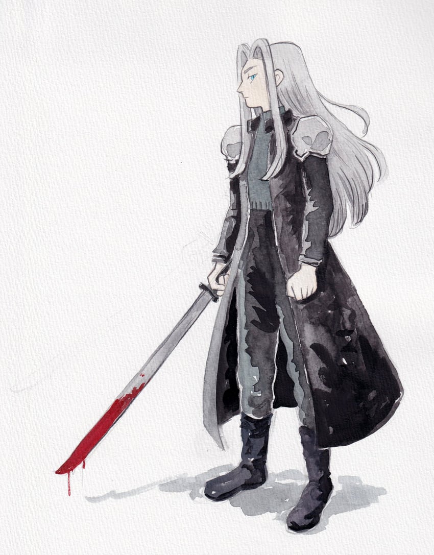 sephiroth (final fantasy and 1 more) drawn by heikala