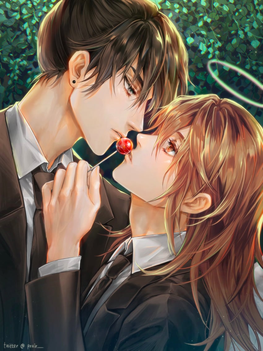 hayakawa aki and angel devil (chainsaw man) drawn by prairpaints