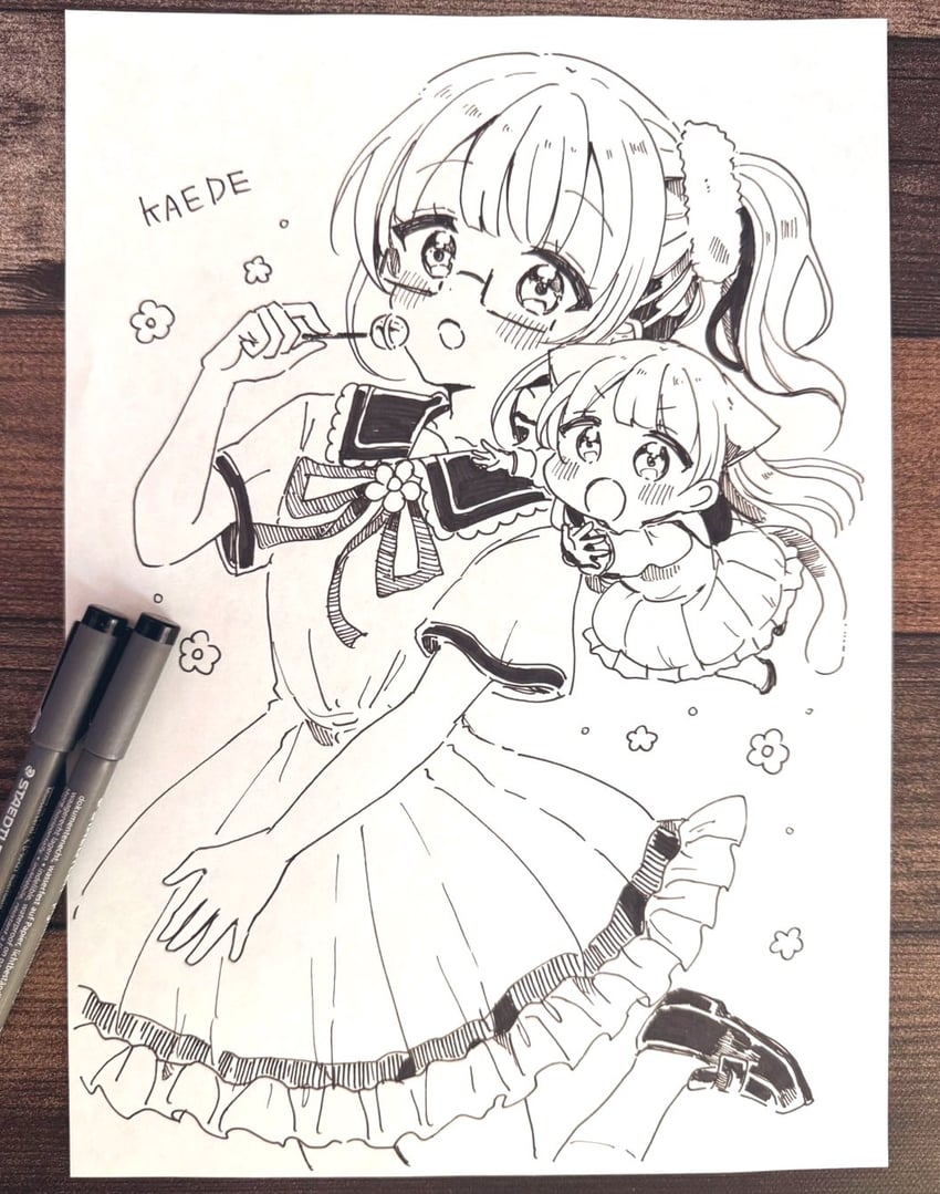 fuu and higuchi kaede (fushigi na neko no machi meltier and 1 more) drawn by sakura_oriko