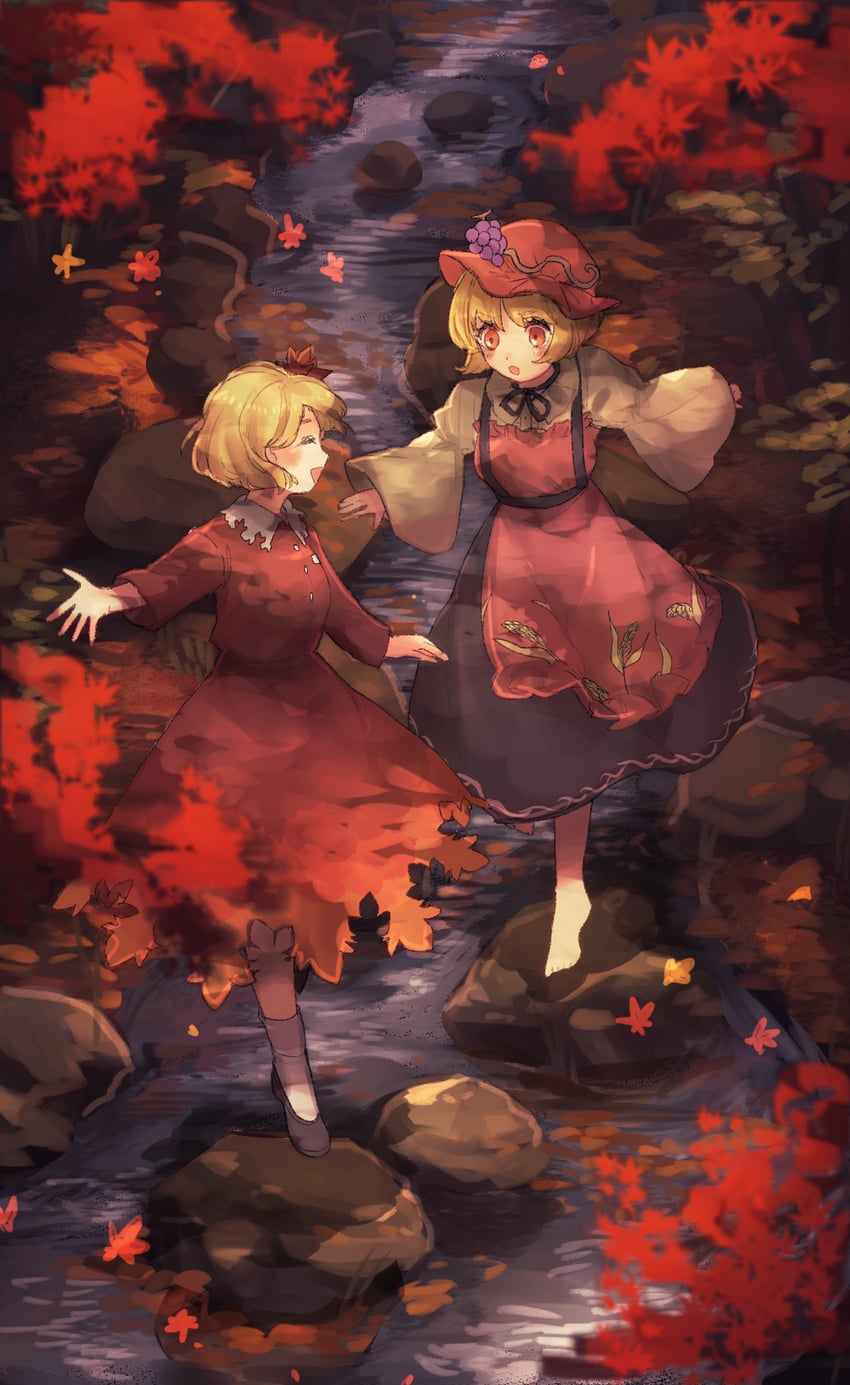 aki minoriko and aki shizuha (touhou) drawn by oito_(bowstringsmall)