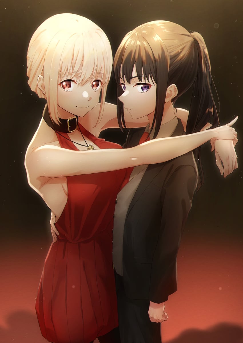 nishikigi chisato and inoue takina (lycoris recoil) drawn by aic_oekaki