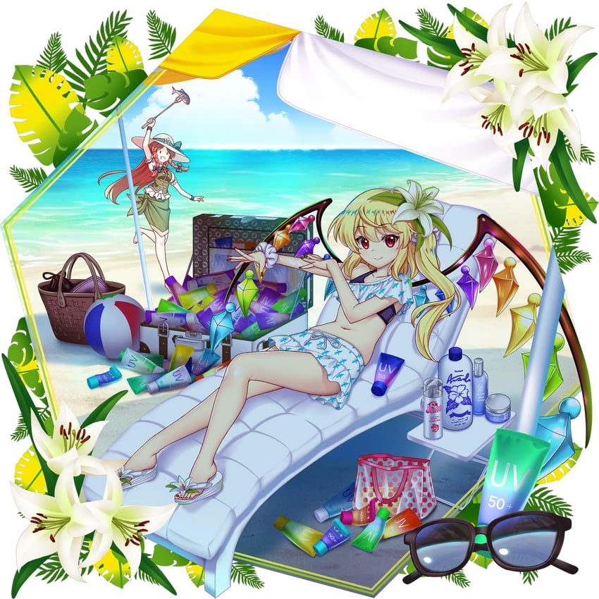 flandre scarlet and hong meiling (touhou and 1 more) drawn by rotte_(1109) and yuu_cream