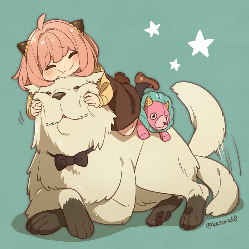 anya, bond, and director chimera (spy x family) drawn by katsura_ichiho