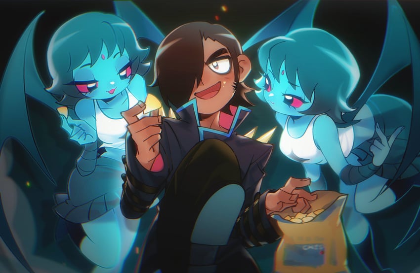 matthew patel and demon hipster chicks (scott pilgrim and 1 more) drawn by lear_0119