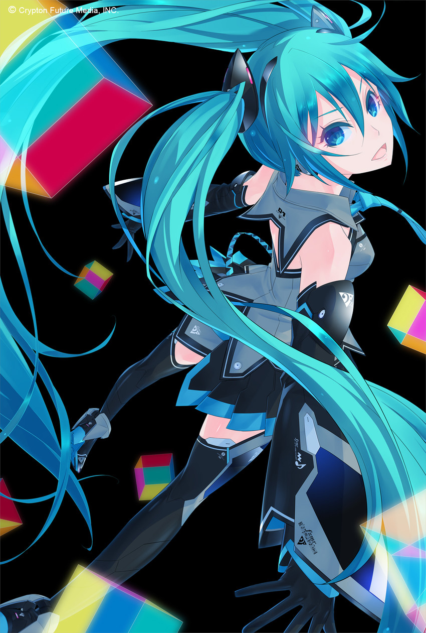 hatsune miku and magical mirai miku (vocaloid and 1 more) drawn by monq