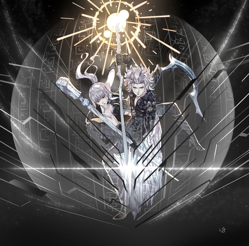 omega, omega-f, and omega-m (final fantasy and 1 more) drawn by club3