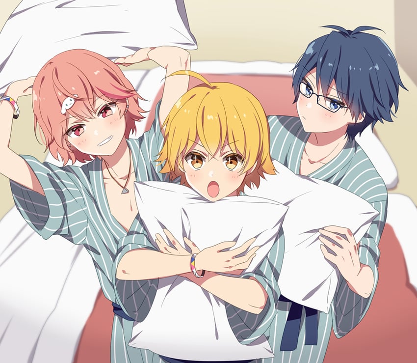 hinata mahiru, asahi sora, and yano reiji (dankira!!!) drawn by riku_(melty_drop)