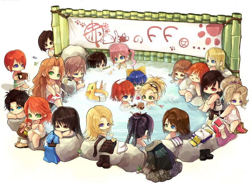tifa lockhart, aerith gainsborough, yuffie kisaragi, terra branford, moogle, and 17 more (final fantasy and 10 more) drawn by kllsiren