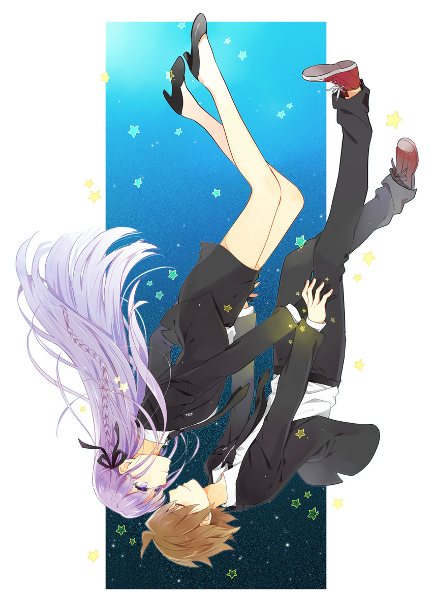 kirigiri kyoko and naegi makoto (danganronpa and 1 more) drawn by karuha