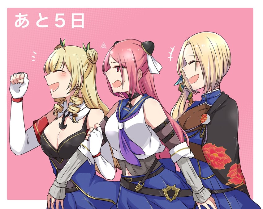 shiba tomoshibi, saigou kurena, and maruyama amane (assault lily) drawn by nigari_(ngari_0115)