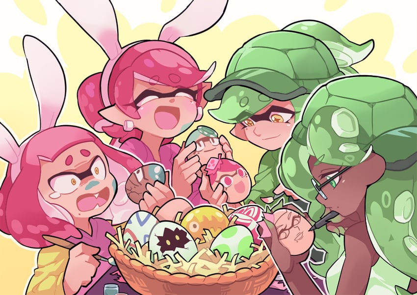 callie, marie, marina, and pearl (splatoon and 1 more) drawn by gomipomi