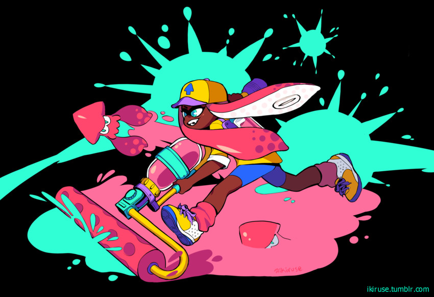 inkling player character and inkling girl (splatoon and 1 more) drawn by ikiru_(ikiusagi)