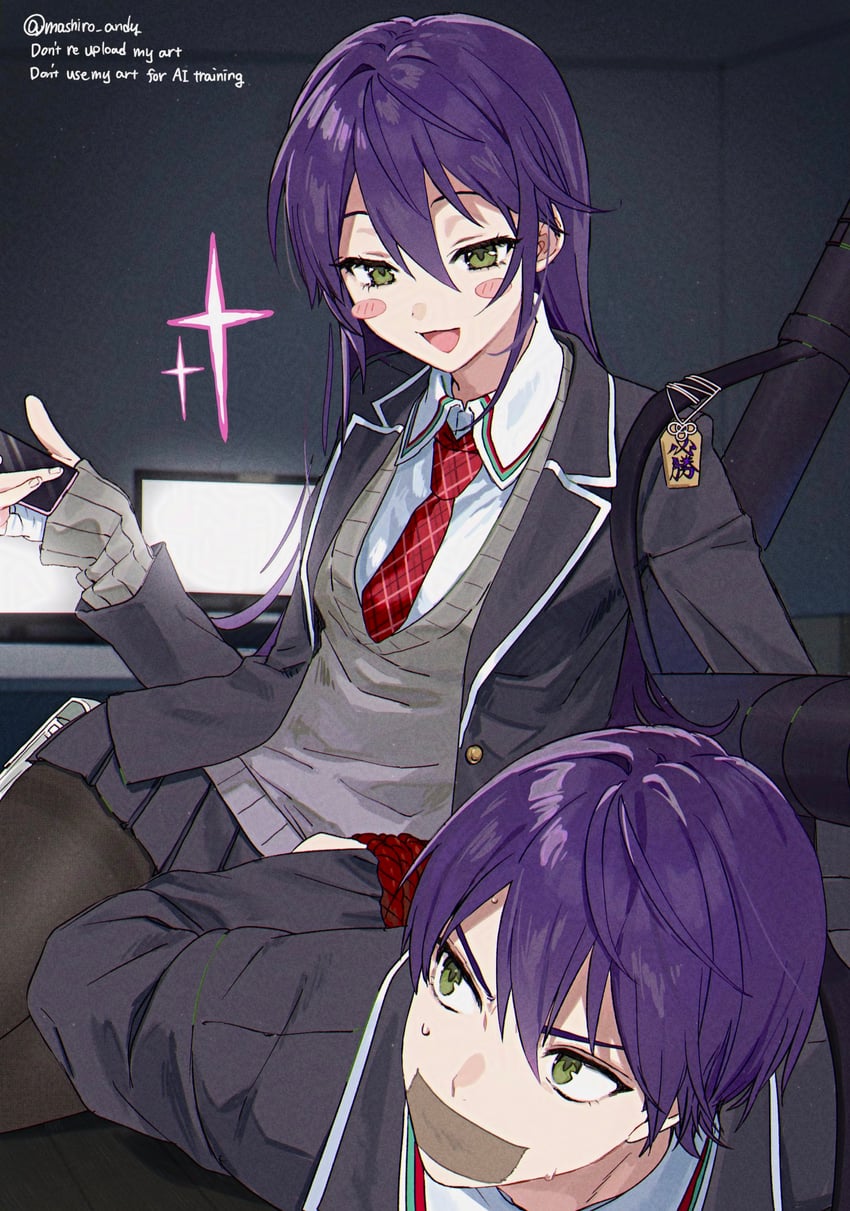 kenmochi touya and kenmochi touko (nijisanji) drawn by mashiro_andy