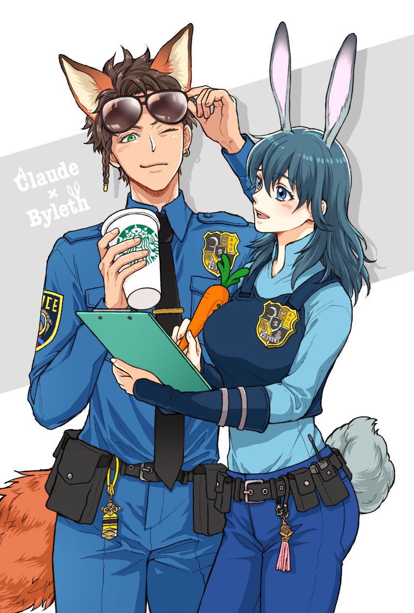 female byleth, claude von riegan, judy hopps, and nick wilde (fire emblem and 2 more) drawn by tanimadayo