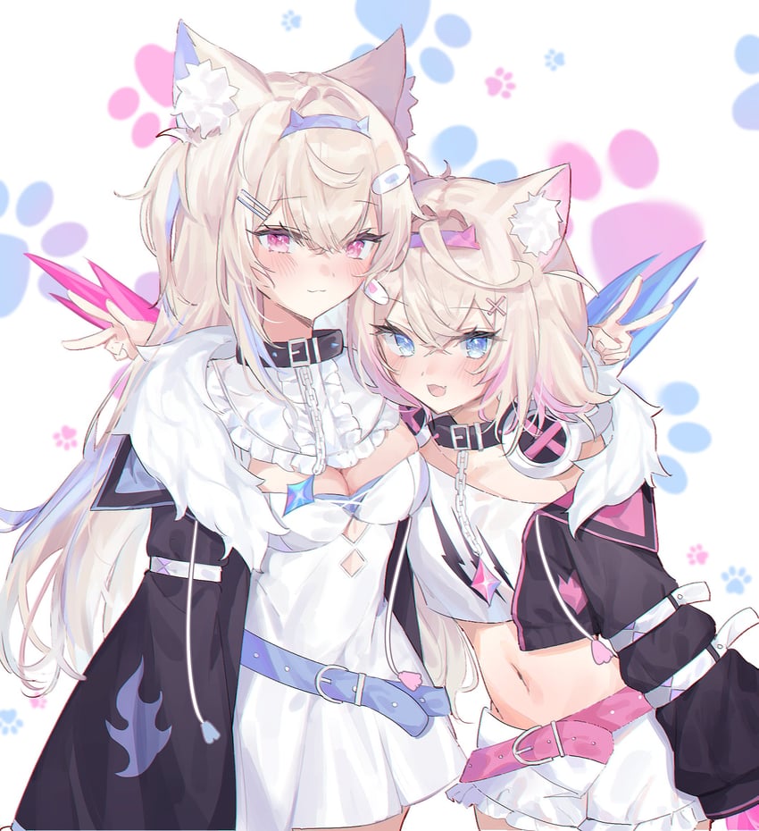 fuwawa abyssgard and mococo abyssgard (hololive and 1 more) drawn by kjo_(kjobutcool)