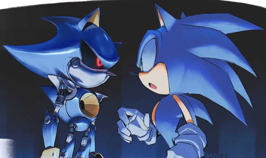 sonic the hedgehog and metal sonic (sonic) drawn by supsross