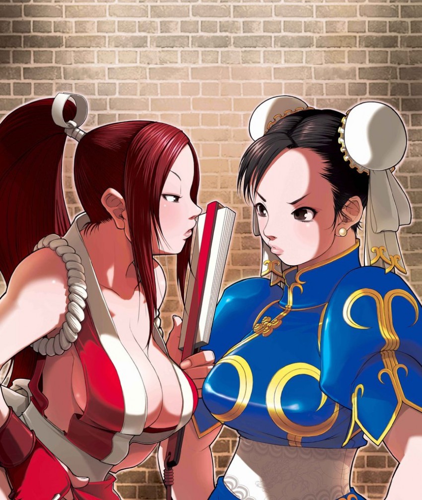 chun-li and shiranui mai (street fighter and 4 more) drawn by falcoon