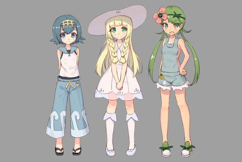 lillie, lana, and mallow (pokemon and 1 more) drawn by shone