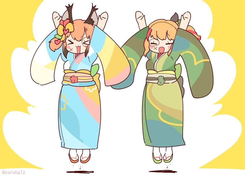 caracal and irodori mayoi (kemono friends and 2 more) drawn by coroha