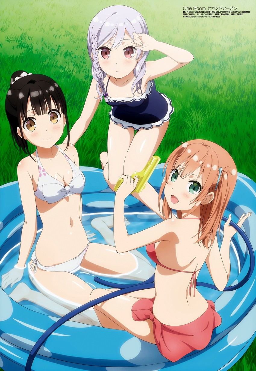 hanasaka yui, nanahashi minori, and amatsuki mashiro (megami magazine and 1 more) drawn by tani_takuya