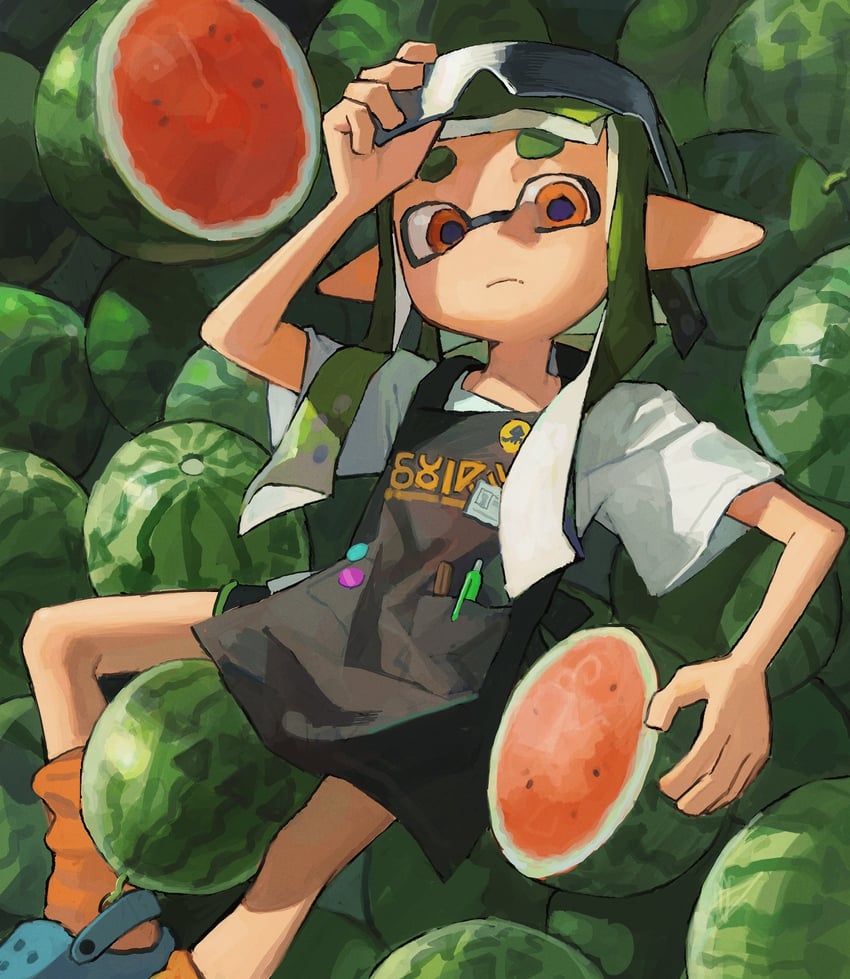 inkling player character and inkling girl (splatoon) drawn by miko_(15476997)