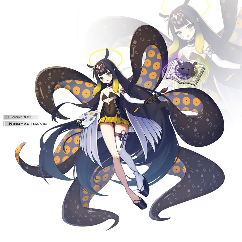 ninomae ina'nis, takodachi, and ao-chan (hololive and 1 more) drawn by sbgu
