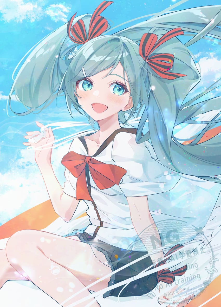 hatsune miku (vocaloid and 1 more) drawn by puchimu