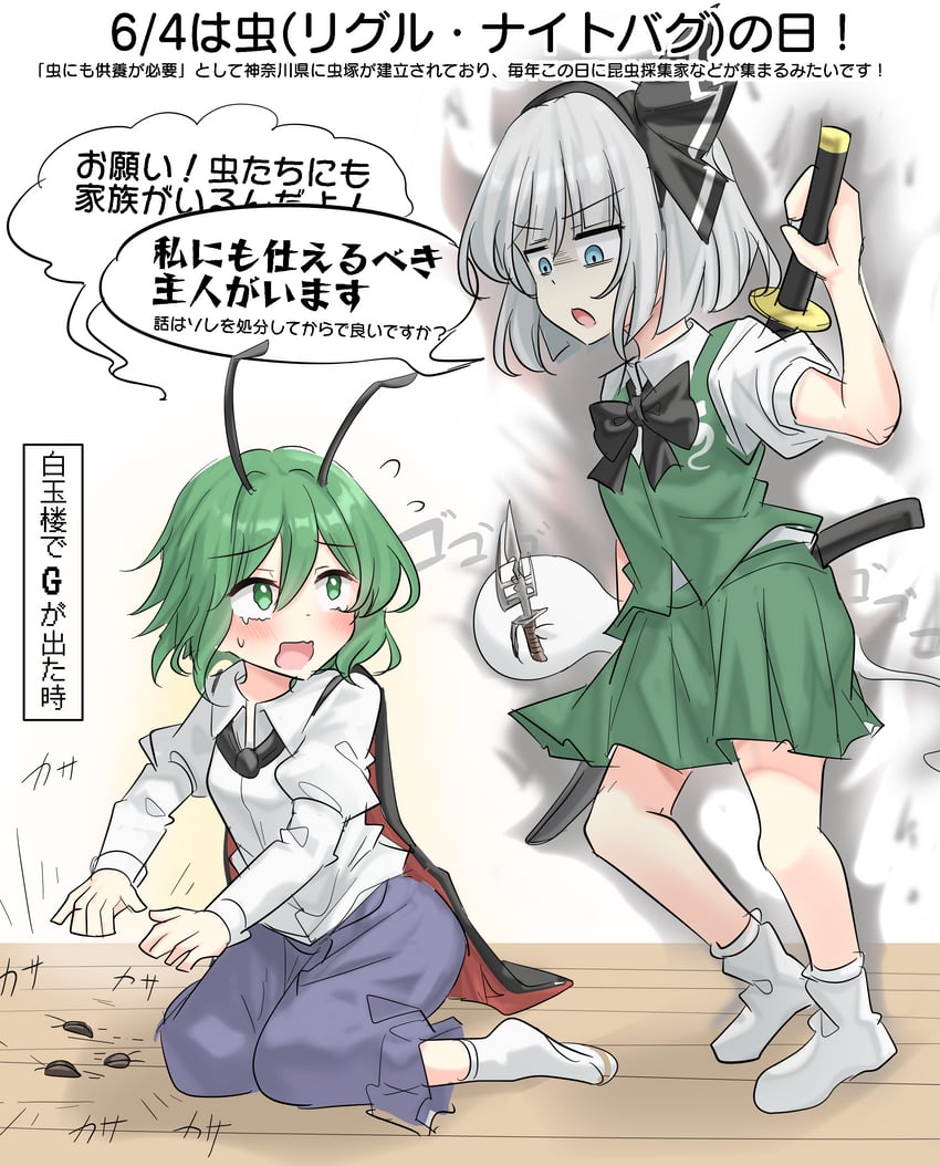 konpaku youmu and wriggle nightbug (touhou) drawn by youyume-kun