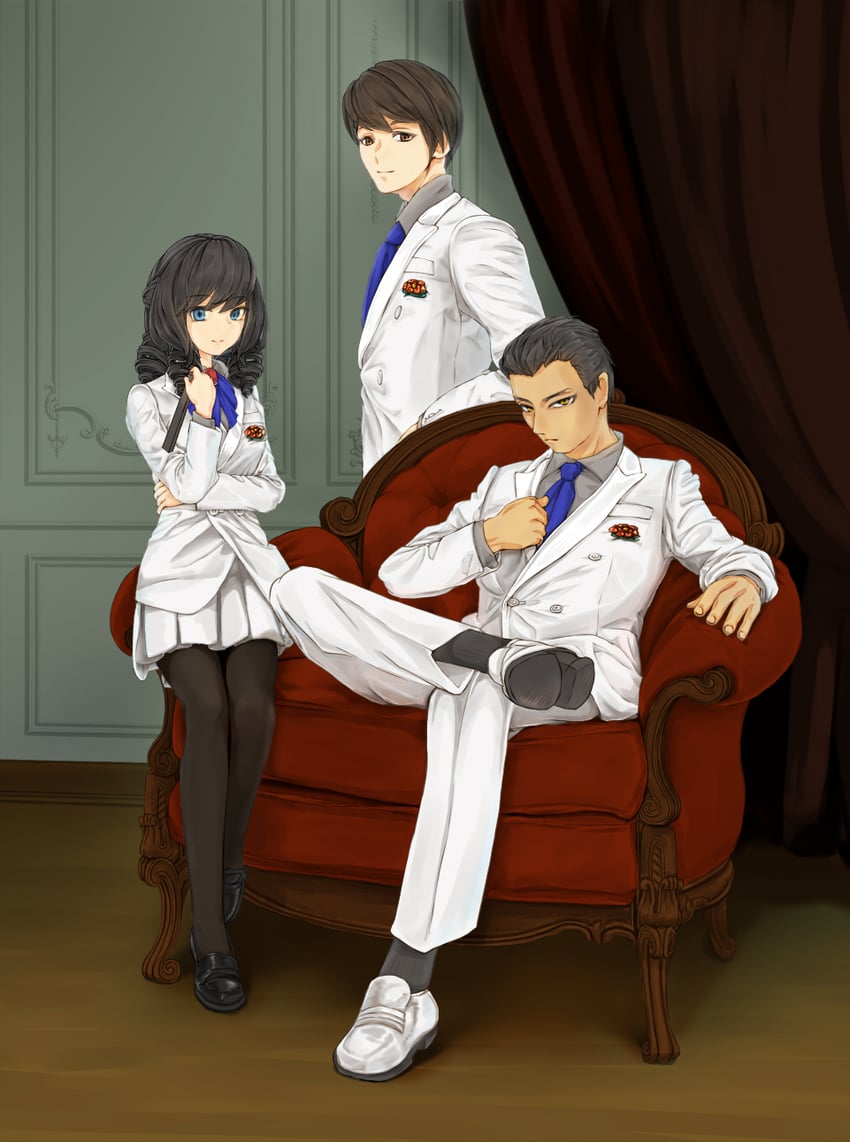 kisshouin reika, enjou shuusuke, and kaburagi masaya (kenkyo kenjitsu wo motto ni ikite orimasu) drawn by tklobot