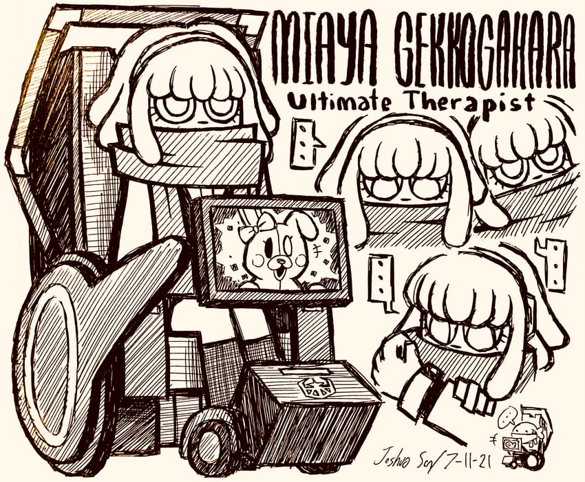 monomi and gekkogahara miaya (danganronpa and 1 more) drawn by josh-s26