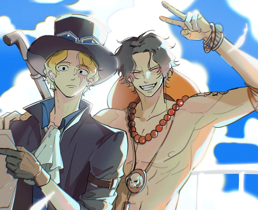 portgas d. ace and sabo (one piece) drawn by arrrrrrrrrrrow